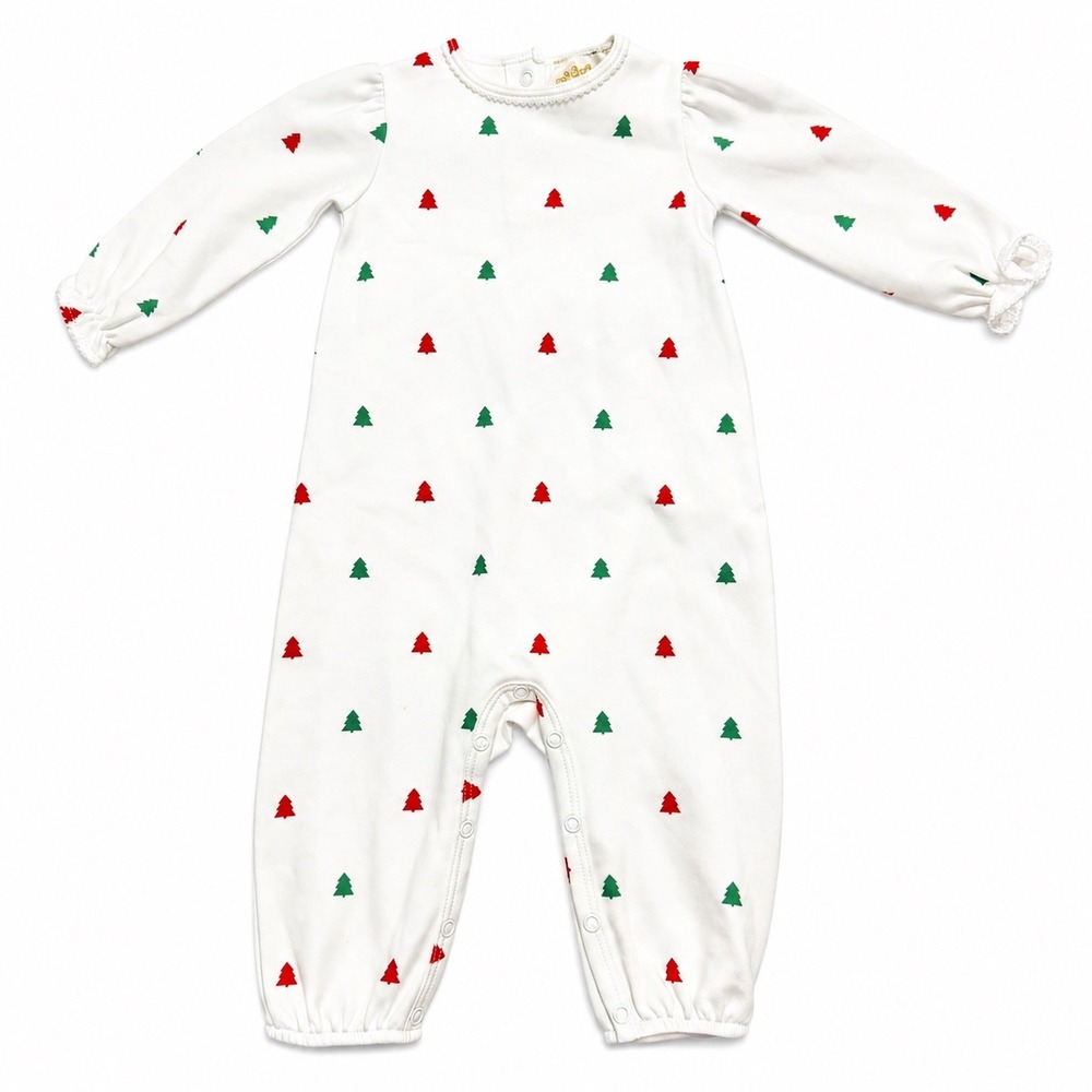 NEW The Beaufort Bonnet Company Christmas Tree Pima Cotton Romper 3-6 Months
